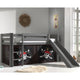 Lit Mi-Hauteur 90x200 Toboggan sommier inclus housse Pirate Vipack Pino Gris