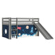 Lit Mi-Hauteur 90x200 Toboggan sommier inclus housse Space Vipack Pino Gris