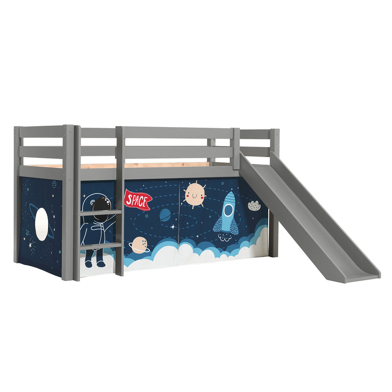 Lit Mi-Hauteur 90x200 Toboggan sommier inclus housse Space Vipack Pino Gris - vue 3