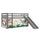Lit Mi-Hauteur 90x200 Toboggan sommier inclus housse Dino Vipack Pino Gris