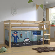 Lit Mi-Hauteur 90x200 sommier inclus housse Police Vipack Pino Bois