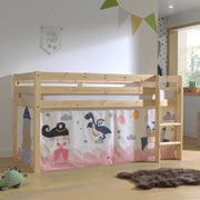 Lit Mi-Hauteur 90x200 sommier inclus housse Fairy Vipack Pino Bois