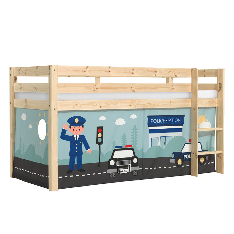 Lit Mi-Hauteur 90x200 sommier inclus housse Police Vipack Pino Bois - vue 2