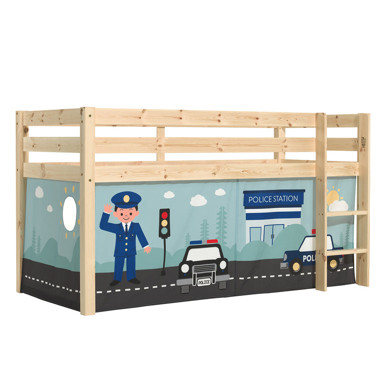 Lit Mi-Hauteur 90x200 sommier inclus housse Police Vipack Pino Bois - vue 3