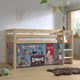 Lit Mi-Hauteur 90x200 sommier inclus housse Pet Shop Vipack Pino Bois