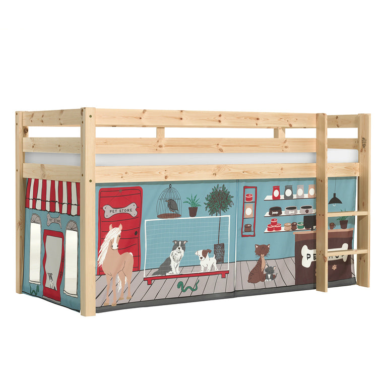 Lit Mi-Hauteur 90x200 sommier inclus housse Pet Shop Vipack Pino Bois - vue 3
