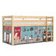 Lit Mi-Hauteur 90x200 sommier inclus housse Pet Shop Vipack Pino Bois