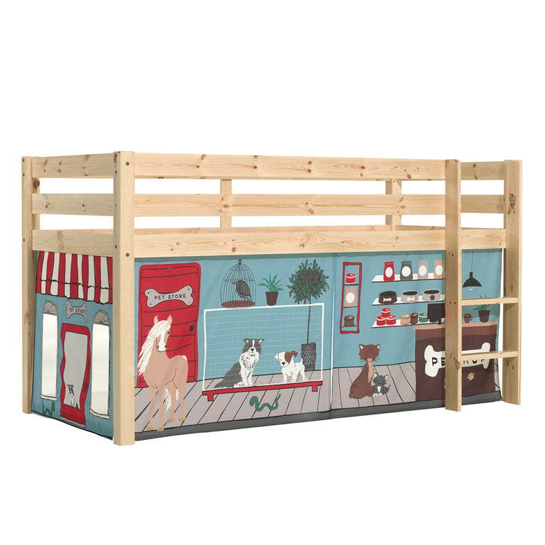 Lit Mi-Hauteur 90x200 sommier inclus housse Pet Shop Vipack Pino Bois - vue 4