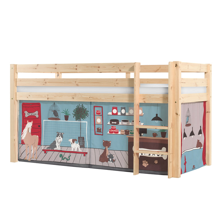 Lit Mi-Hauteur 90x200 sommier inclus housse Pet Shop Vipack Pino Bois - vue 2
