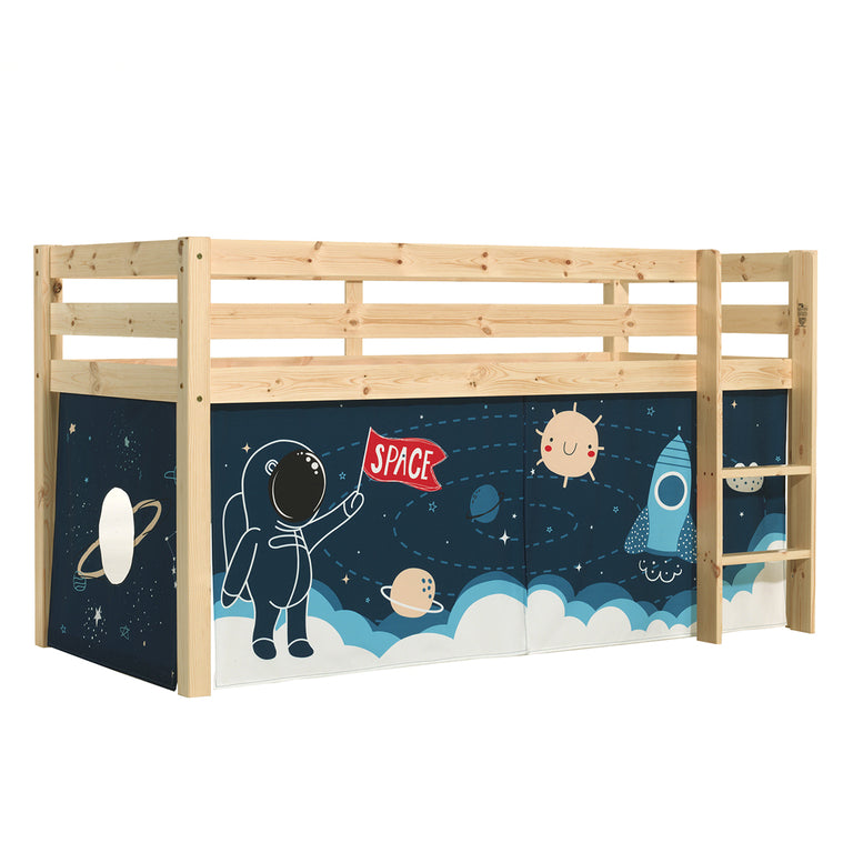 Lit Mi-Hauteur 90x200 sommier inclus housse Space Vipack Pino Bois - vue 3