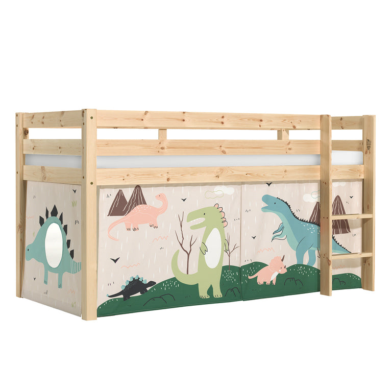 Lit Mi-Hauteur 90x200 sommier inclus housse Dino Vipack Pino Bois - vue 2