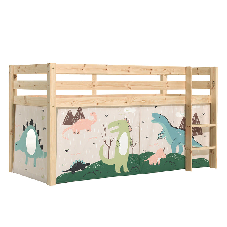 Lit Mi-Hauteur 90x200 sommier inclus housse Dino Vipack Pino Bois - vue 3