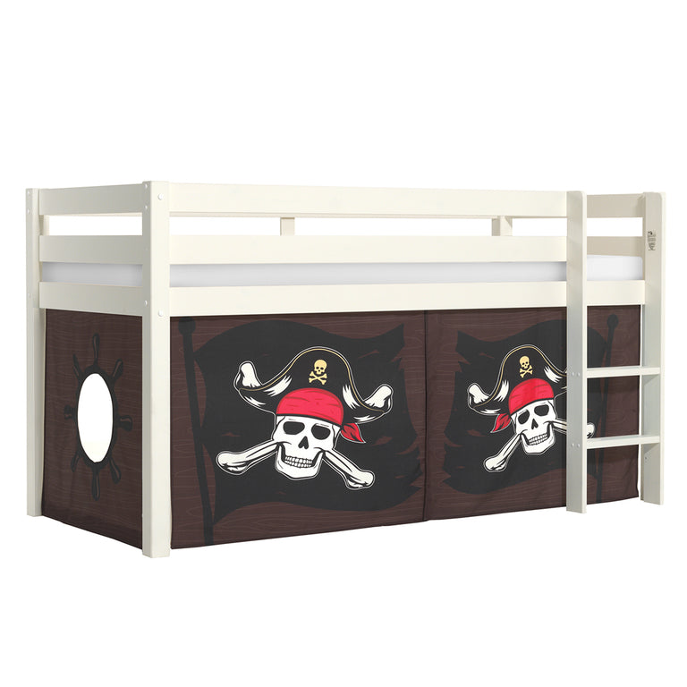 Lit Mi-Hauteur 90x200 sommier inclus housse Pirate Vipack Pino Blanc - vue 2