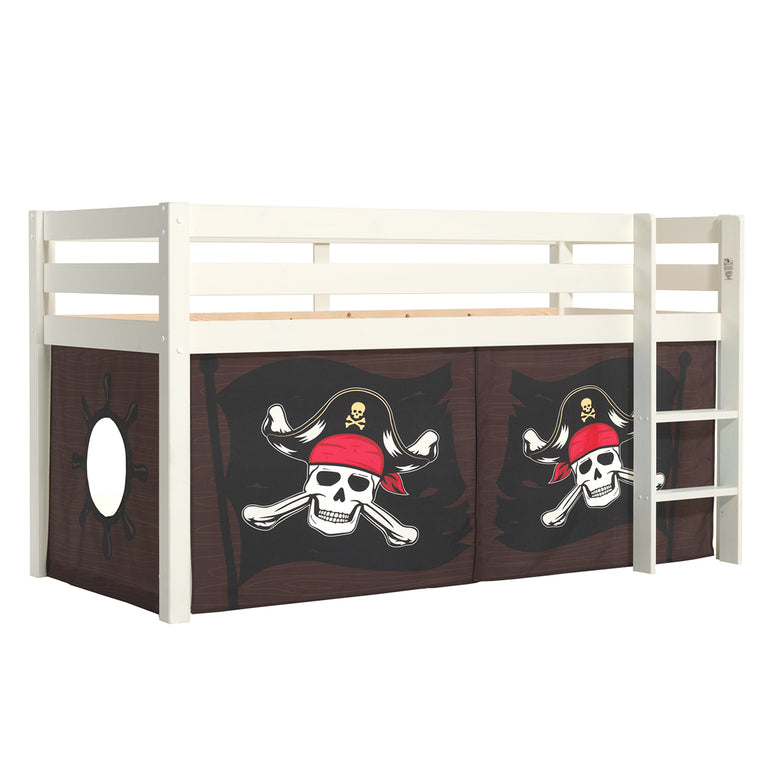 Lit Mi-Hauteur 90x200 sommier inclus housse Pirate Vipack Pino Blanc - vue 3
