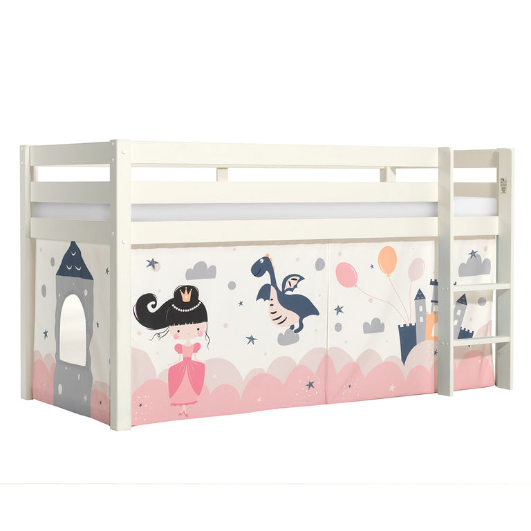 Lit Mi-Hauteur 90x200 sommier inclus housse Fairy Vipack Pino Blanc - vue 2