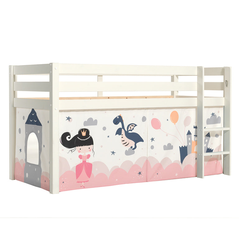 Lit Mi-Hauteur 90x200 sommier inclus housse Fairy Vipack Pino Blanc - vue 3