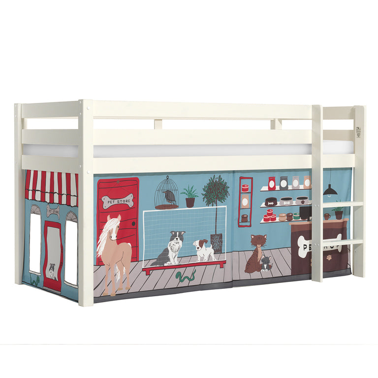 Lit Mi-Hauteur 90x200 sommier inclus housse Pet Shop Vipack Pino Blanc - vue 2