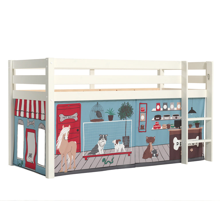 Lit Mi-Hauteur 90x200 sommier inclus housse Pet Shop Vipack Pino Blanc - vue 3