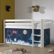 Lit Mi-Hauteur 90x200 sommier inclus housse Space Vipack Pino Blanc