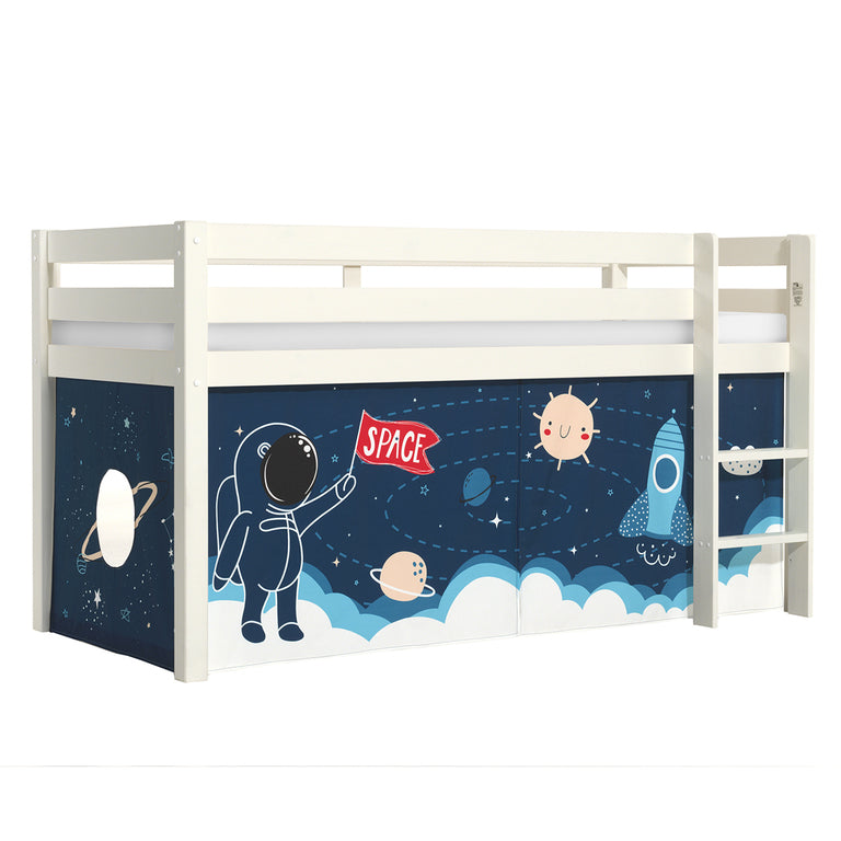 Lit Mi-Hauteur 90x200 sommier inclus housse Space Vipack Pino Blanc - vue 2