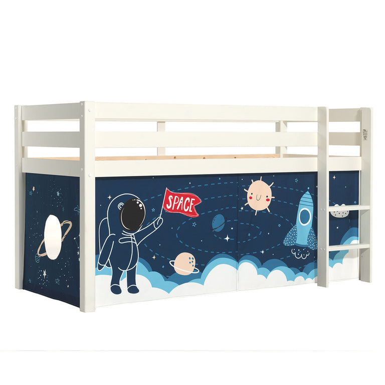Lit Mi-Hauteur 90x200 sommier inclus housse Space Vipack Pino Blanc - vue 3