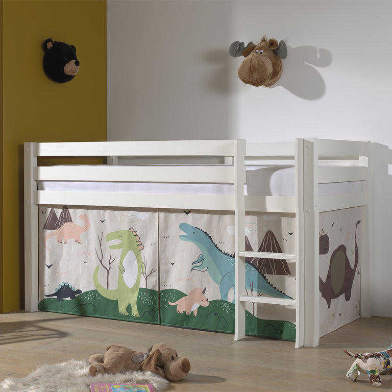Lit Mi-Hauteur 90x200 sommier inclus housse Dino Vipack Pino Blanc
