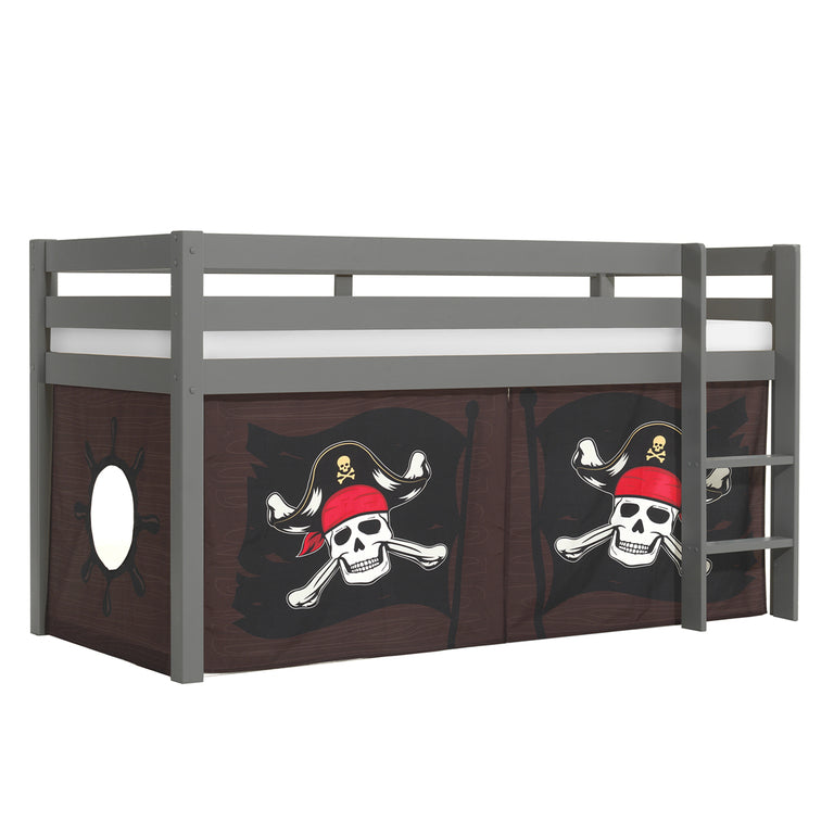 Lit Mi-Hauteur 90x200 sommier inclus housse Pirate Vipack Pino Gris - vue 2