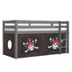 Lit Mi-Hauteur 90x200 sommier inclus housse Pirate Vipack Pino Gris