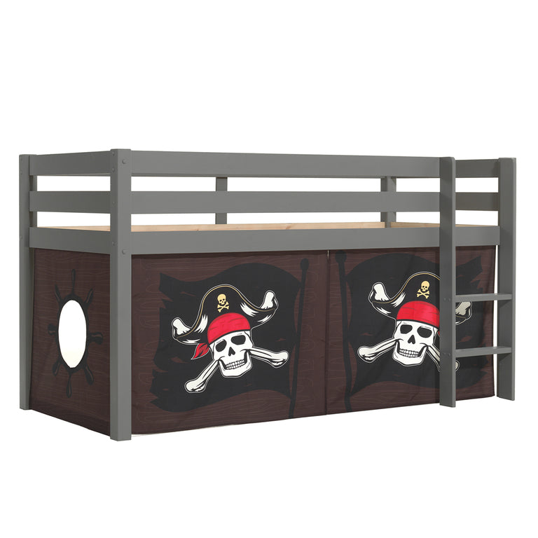 Lit Mi-Hauteur 90x200 sommier inclus housse Pirate Vipack Pino Gris - vue 3