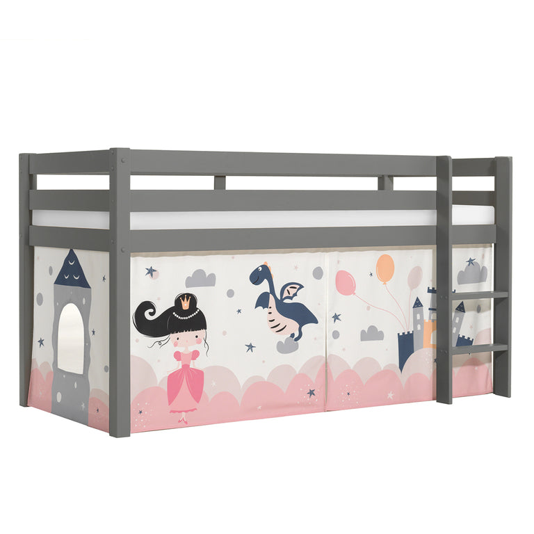 Lit Mi-Hauteur 90x200 sommier inclus housse Fairy Vipack Pino Gris - vue 2
