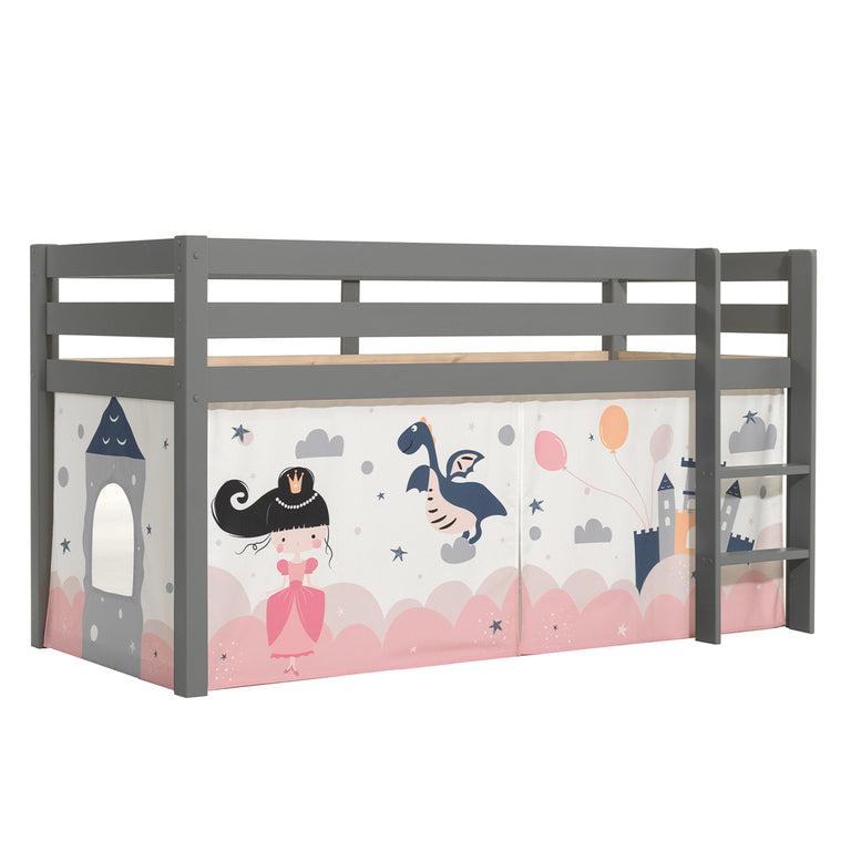 Lit Mi-Hauteur 90x200 sommier inclus housse Fairy Vipack Pino Gris - vue 3