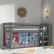 Lit Mi-Hauteur 90x200 sommier inclus housse Pet Shop Vipack Pino Gris