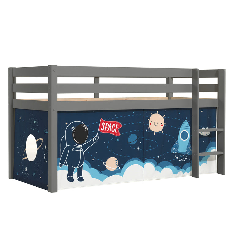 Lit Mi-Hauteur 90x200 sommier inclus housse Space Vipack Pino Gris - vue 3