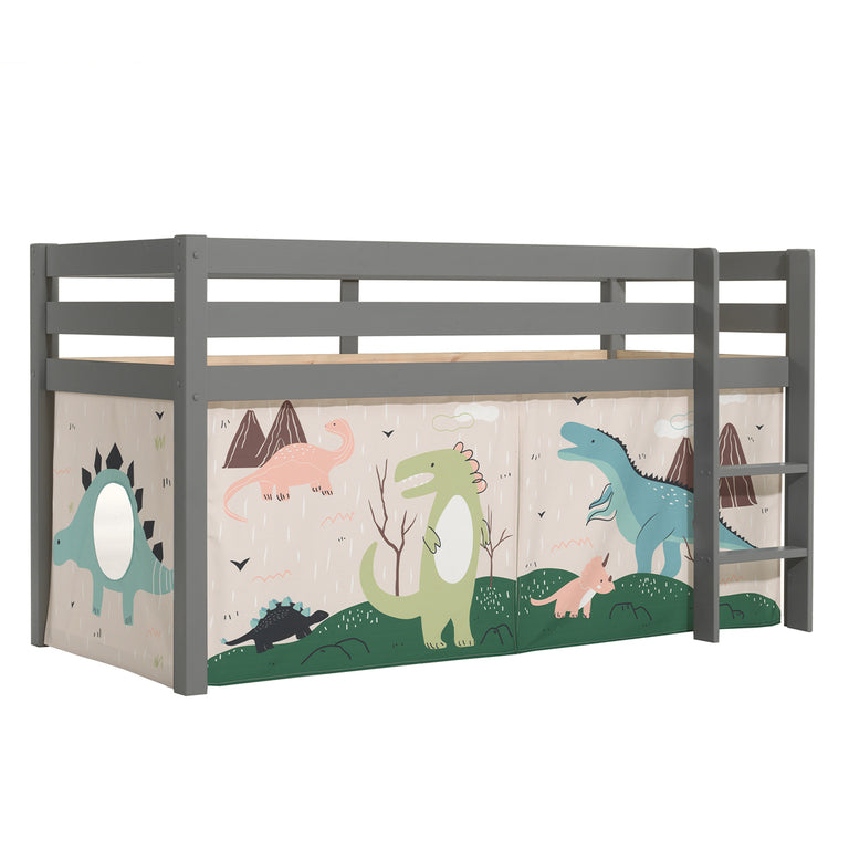 Lit Mi-Hauteur 90x200 sommier inclus housse Dino Vipack Pino Gris - vue 3