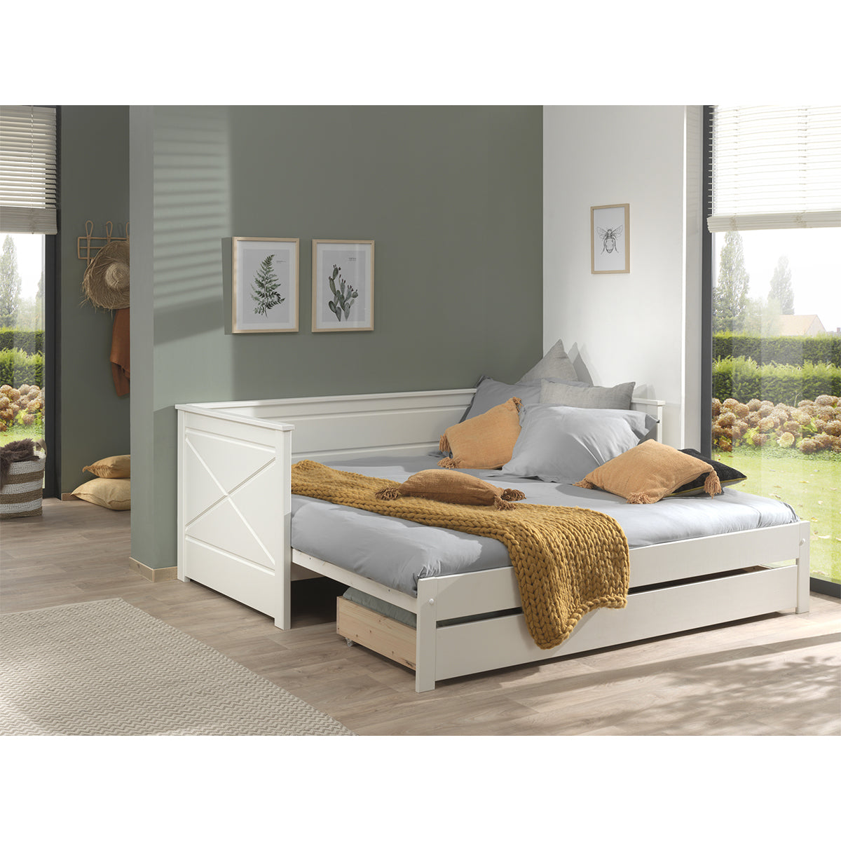 Lit capitaine 90x200 sommier et tiroir inclus Vipack Scott Blanc - vue 4