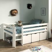 Lit mi-hauteur 90x200 sommier et tiroirs inclus Vipack Pino Blanc - vue 4