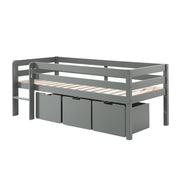 Lit mi-hauteur 90x200 sommier et tiroirs inclus Vipack Pino Gris