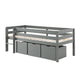 Lit mi-hauteur 90x200 sommier et tiroirs inclus Vipack Pino Gris