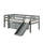 Lit mi-hauteur 90x200 toboggan sommier et tiroirs inclus Vipack Pino Gris