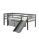 Lit mi-hauteur 90x200 toboggan sommier et tiroirs inclus Vipack Pino Gris