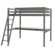 Lit Mezzanine 140x200 Sommier Inclus et Bureau Vipack Pino - Gris