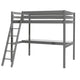 Lit Mezzanine 140x200 Sommier Inclus et Bureau Vipack Pino - Gris
