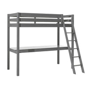 Lit Mezzanine 90x200 Sommier Inclus et Bureau Vipack Pino - Gris