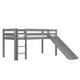 Lit Mi-Hauteur 90x200 avec Toboggan Sommier Inclus Vipack Pino Gris
