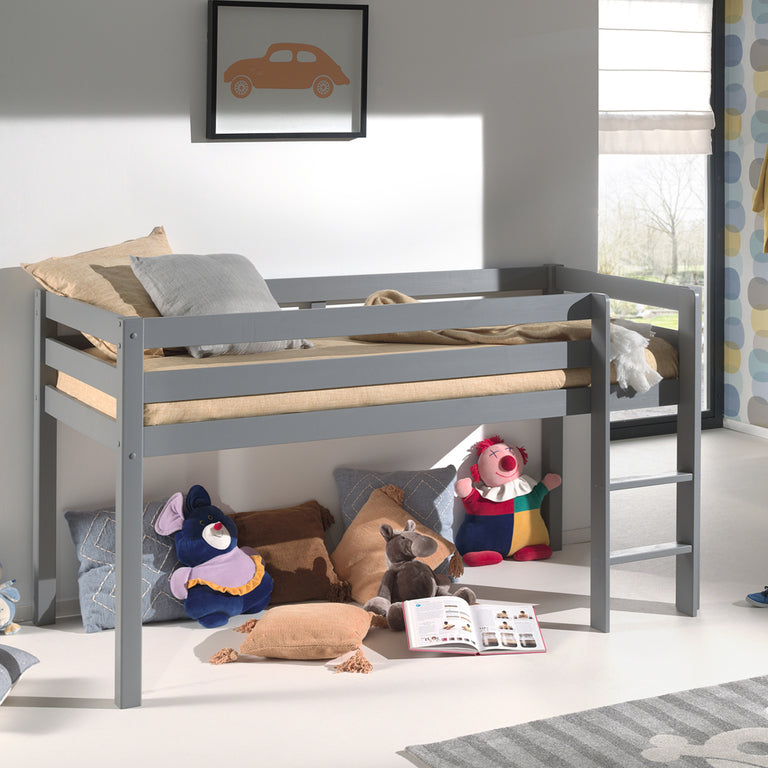 Lit Mi-Hauteur 90x200 Sommier Inclus Vipack Pino Gris - vue 2