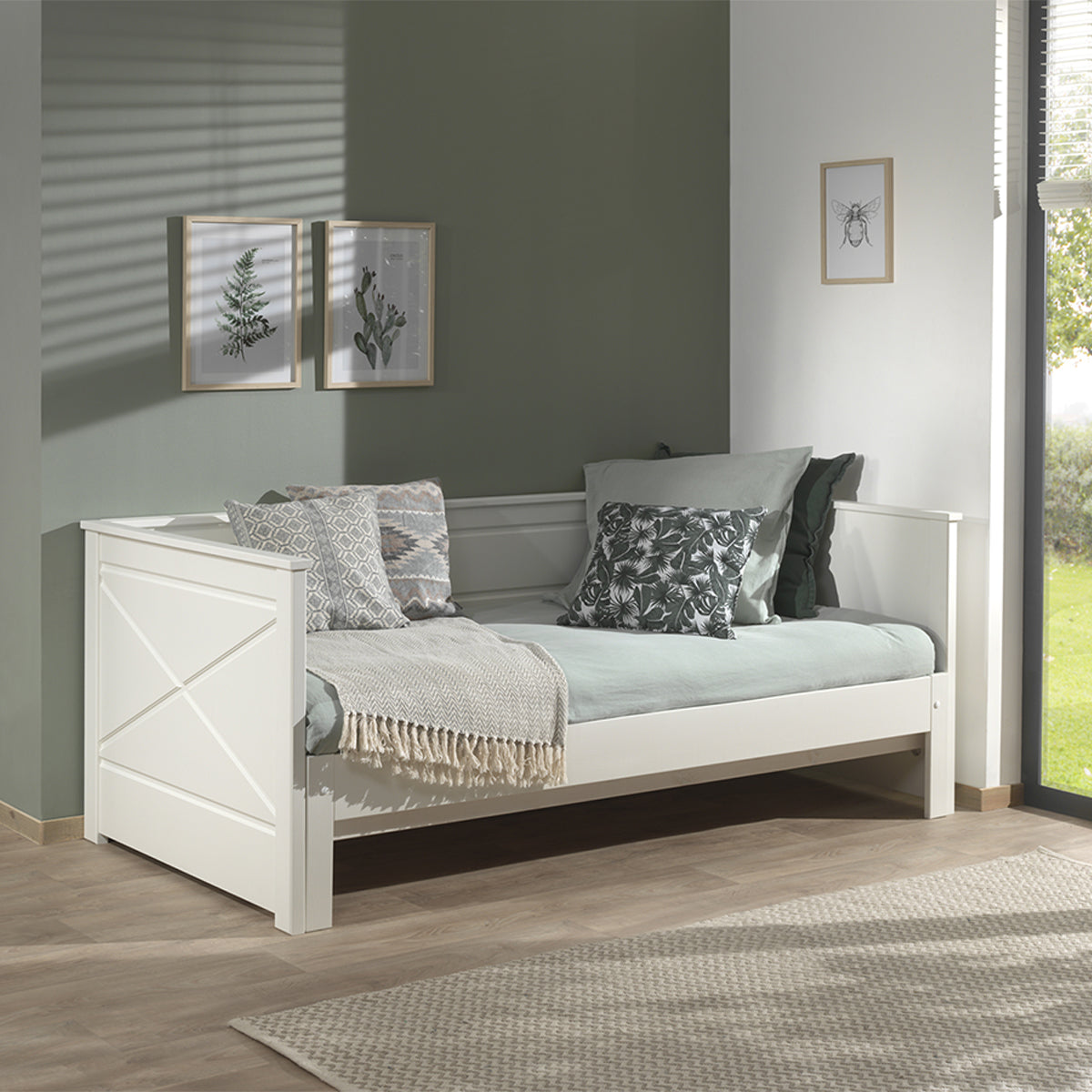 Lit capitaine 90x200 sommier inclus Vipack Scott Blanc