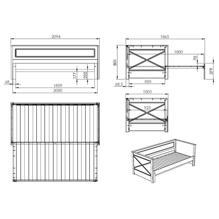 Lit capitaine 90x200 sommier inclus Vipack Scott Blanc - vue 7