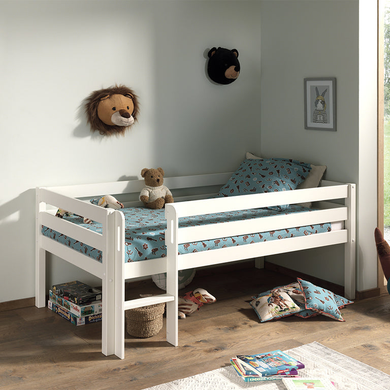 Lit mi-hauteur 90x200 sommier inclus Vipack Pino Blanc