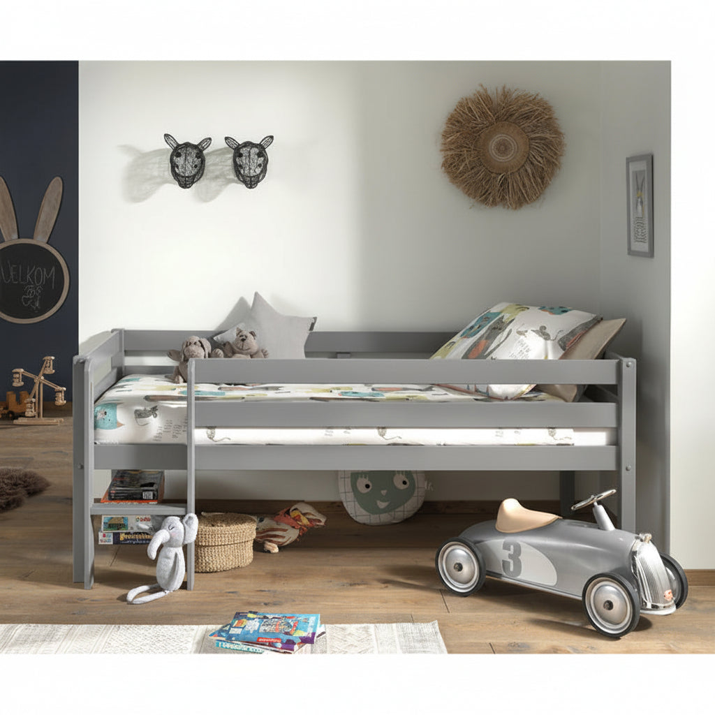 Lit mi-hauteur 90x200 sommier inclus Vipack Pino Gris