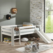 Lit mi-hauteur 90x200 toboggan sommier inclus Vipack Pino Blanc - vue 2
